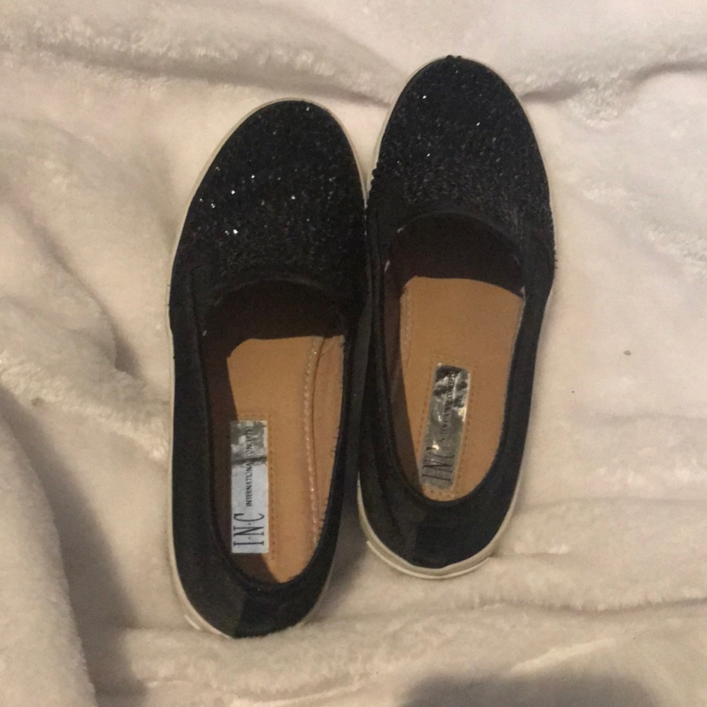 Black glitter and studded sneakers